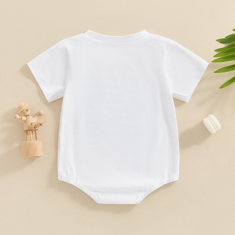 2024-03-23 Lioraitiin 0-18M Infant Baby Boy Summer Jumpsuit Letter Print Short Sleeve Round Neck Romper Cute Bodysuit
