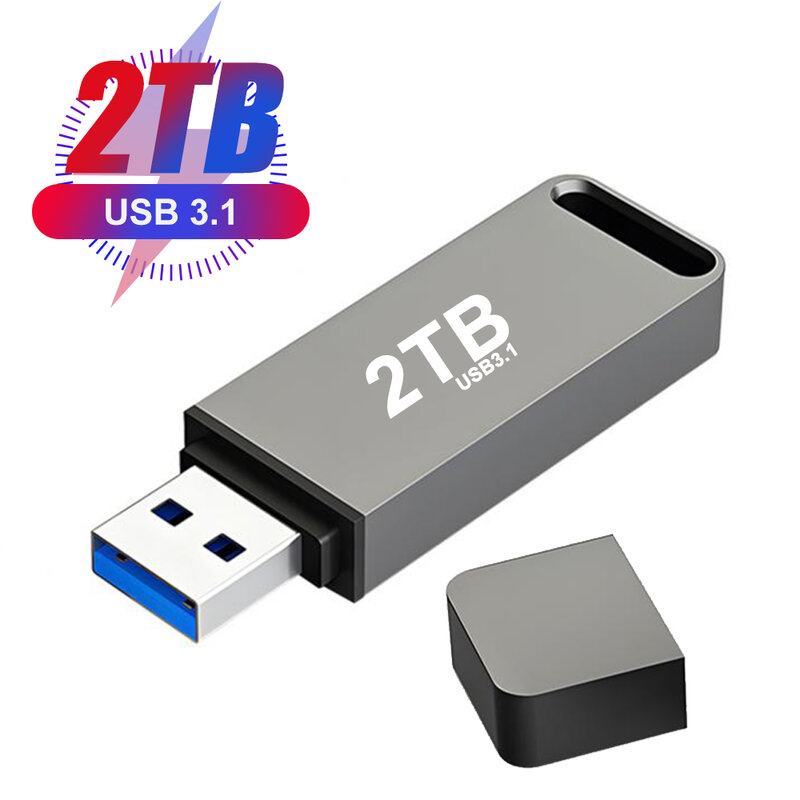 ไดรฟ์ปากกาโลหะ USB 3.1 2TB ของแท้100% ความจำความเร็วสูง1TB USB แฟลชไดร์ฟ512G pendrive USB Stick gratis ongkir ของขวัญ