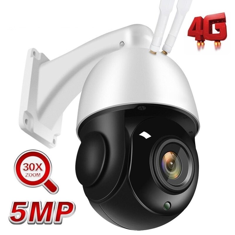 To Outdoor IP Camera 5MP 4G Sim Card WIFI AI Auto Tracking 30X Zoom Wireless PTZ Speed Dome CCTV Camera Two Way Audio IR 80m