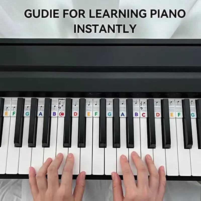 1pc再利用可能なシリコンピアノキーボードノートラベル-子供と初心者の学習ノートに最適