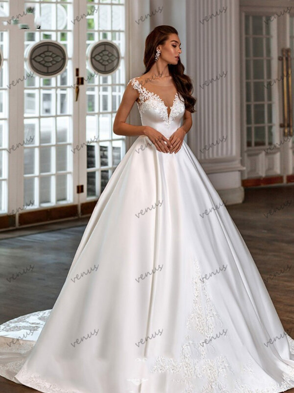 Modern Wedding Dresses Satin Bridal Gowns Spaghetti Straps Backless Ball Gowns For Princess Glamorous Robes Vestidos De Novia