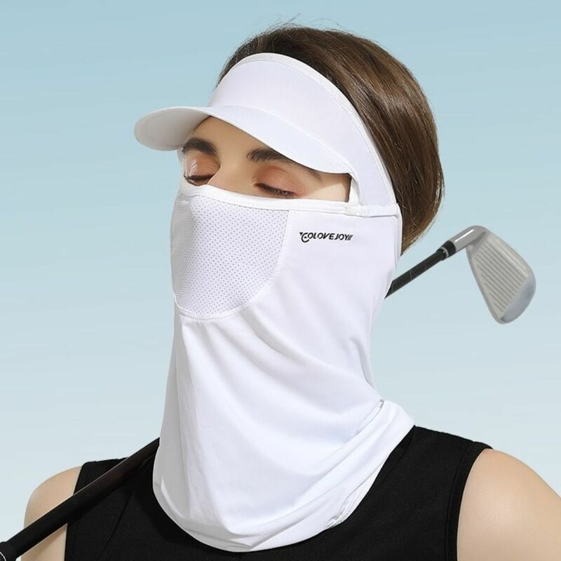 Máscara de seda de hielo transpirable resistente a los rayos UV, polaina de cuello ligera, máscara Anti-UV, protección facial completa, seda de hielo