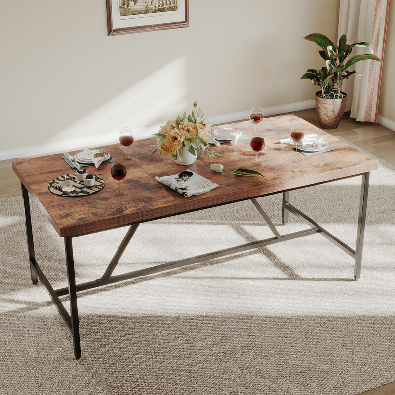 Деревянный обеденный стол, прямоугольный кухонный стол 71 дюйм, для 6 человек, домашняя мебель, бесплатная доставка