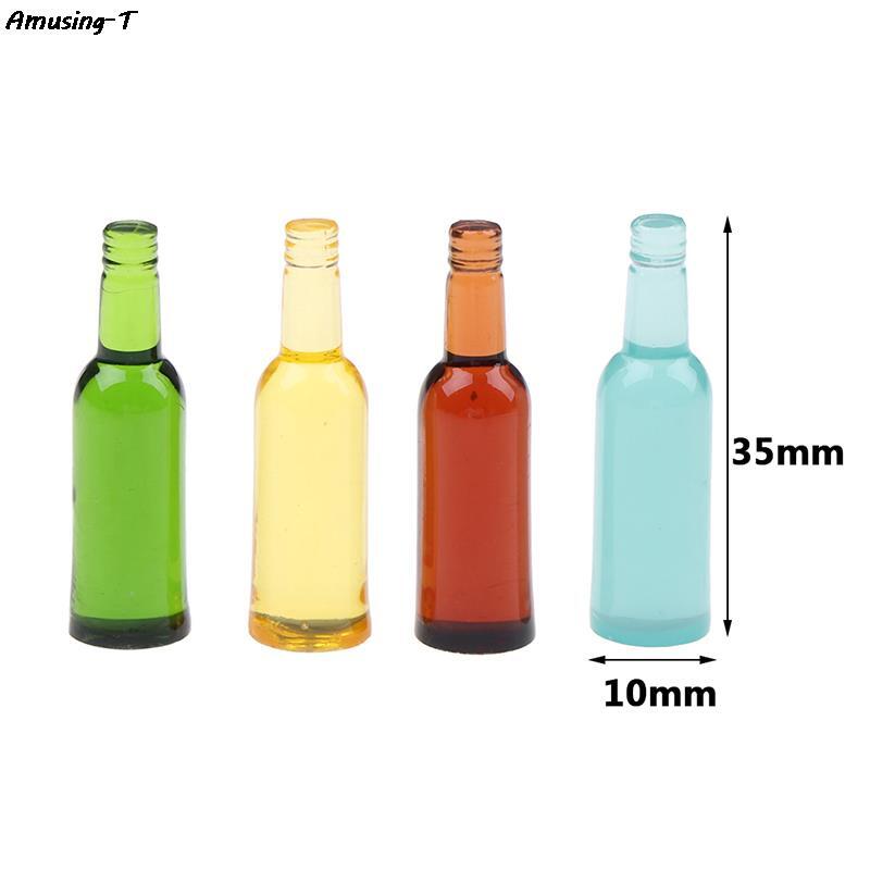 6Pcs 1:12 Dollhouse Miniature Toy Beer Wine Drink Bottle Doll Food Kitchen Living Room Accessories