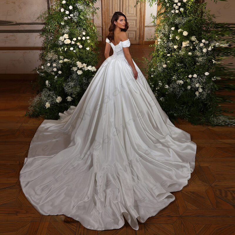 Przepiękne damskie suknie ślubne seksowne na jedno ramię satynowe suknie balowe dla księżniczki na bal ślubny formalne sukienka dla gości plażowe