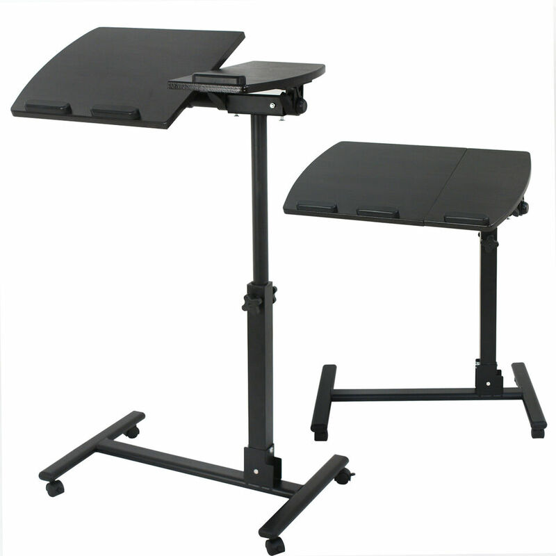 Ajustável Laptop Rolling Table, Desk Stand, Overbed, Tiltable, Tabletop, Notebook