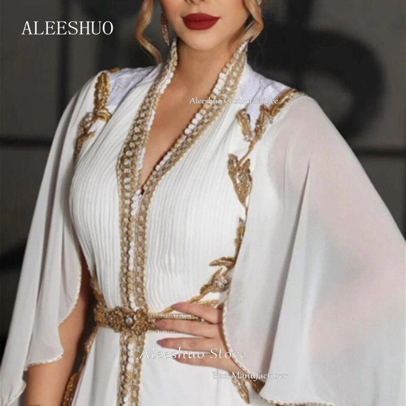 Aleeshuo-vestido de gasa con cuello en V para mujer, traje de fiesta con apliques de celebridades, ideal para fiesta de boda