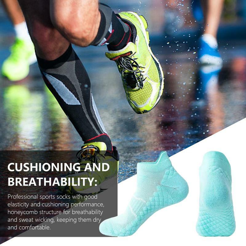 Meias de corte baixo almofadadas atléticas, meias de tornozelo unisex, antiderrapante, características anti-odor, absorção de umidade, corrida, esportes
