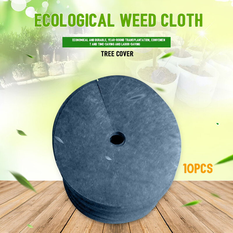 10pcs Degradable Round Landscape Mulch Outdoor Garden Moisturizing Orchard Ground Cover Block Non Woven Weed Control Fabric Tree