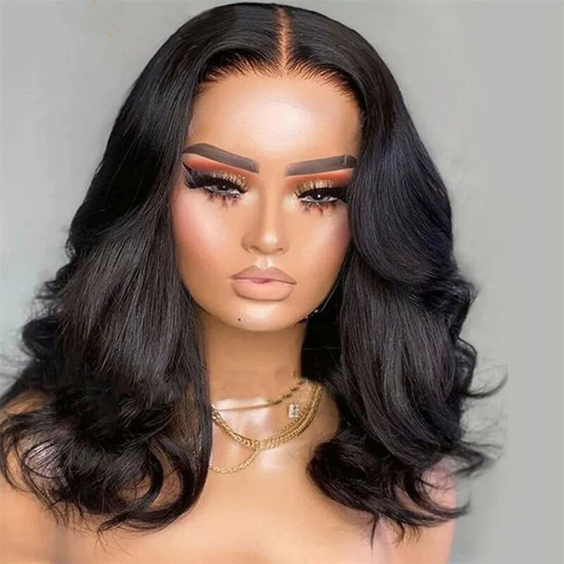 180 Density Short Bob Body Wave HD Lace Front Human Hair Wig Brazilian Remy 13x4 Body Wave Lace Frontal Wigs For Women