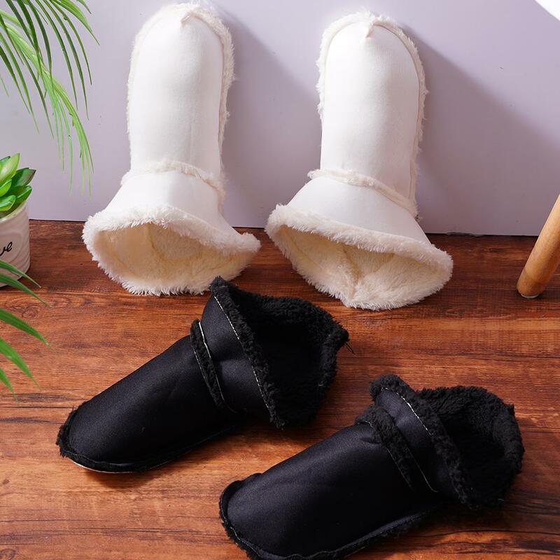 1Pair Hole Shoes Cover Thicken Soft Winter Warm Plush Sleeve Detachable Washable Replaceable For Woman Shoe Cover White C6O9