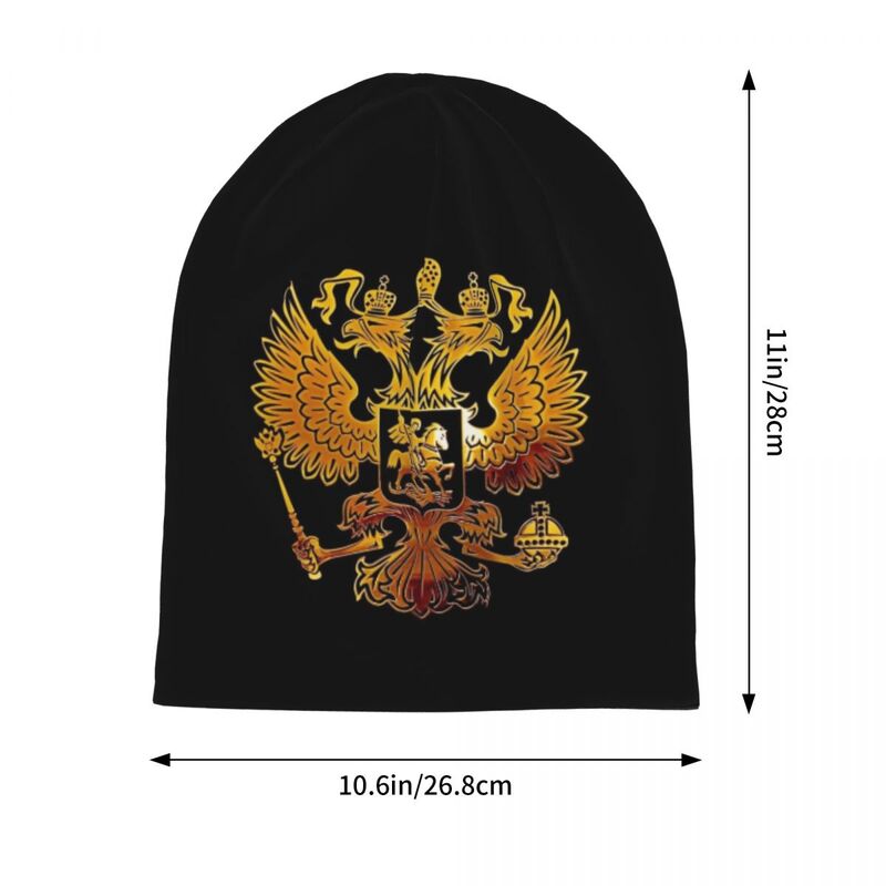 Женские и мужские лыжные шапки герб России, шапки-бини золотого цвета, Теплые Лыжные шапки двойного назначения, вязаная шапка