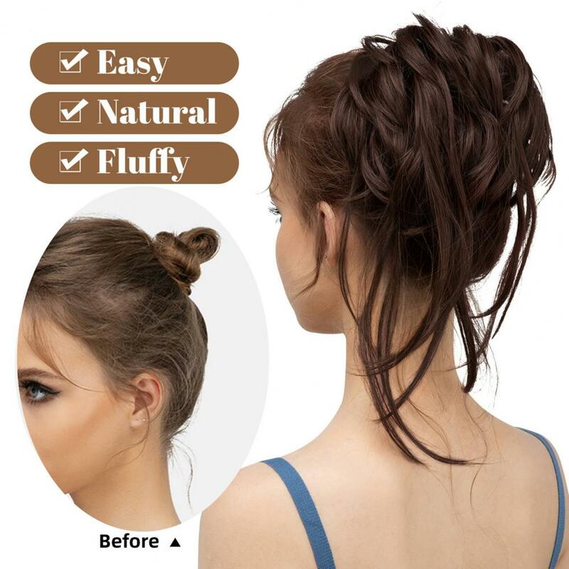 Cabelo sintético Bun Hairclip para mulheres, Bun Hairclip, Clip In Chignon Wig, Grampo de cabelo sintético