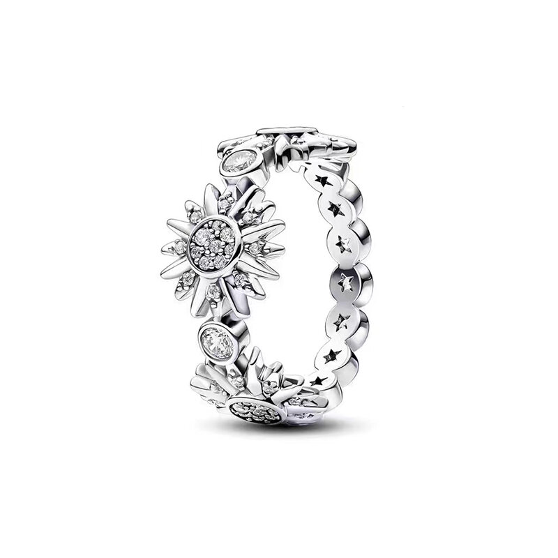 Hot Sale 2023 New 925 Silver Ring Celestial Sun & Moon Ring Set S925 Ring DIY Women Original Pandor Ring Fine Jewelry