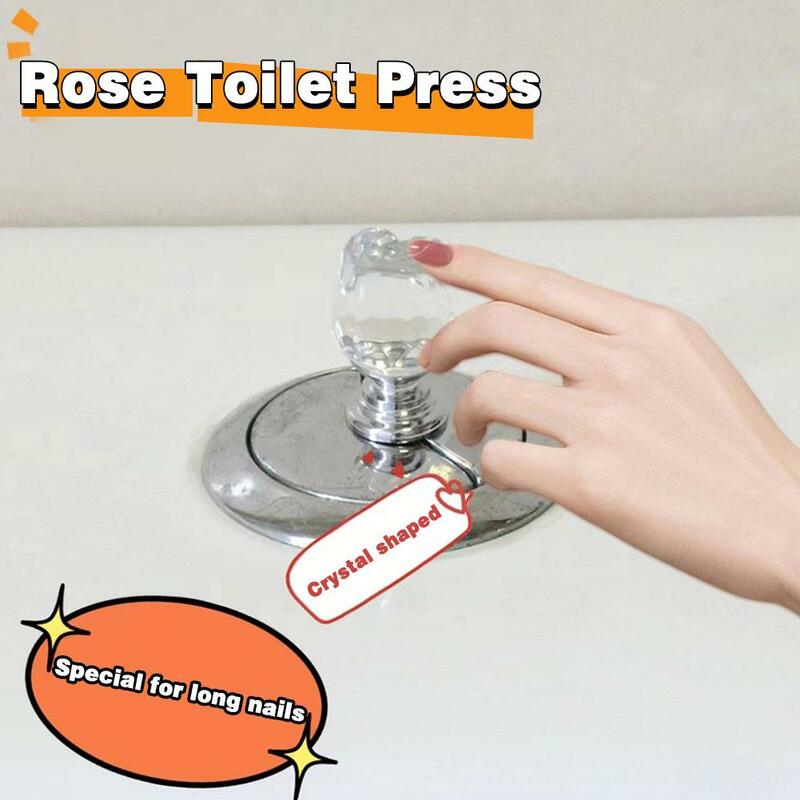 1 buah tombol tekan Toilet berbentuk mawar pelindung kuku panjang tombol mandi tombol tekan Flush C1r5