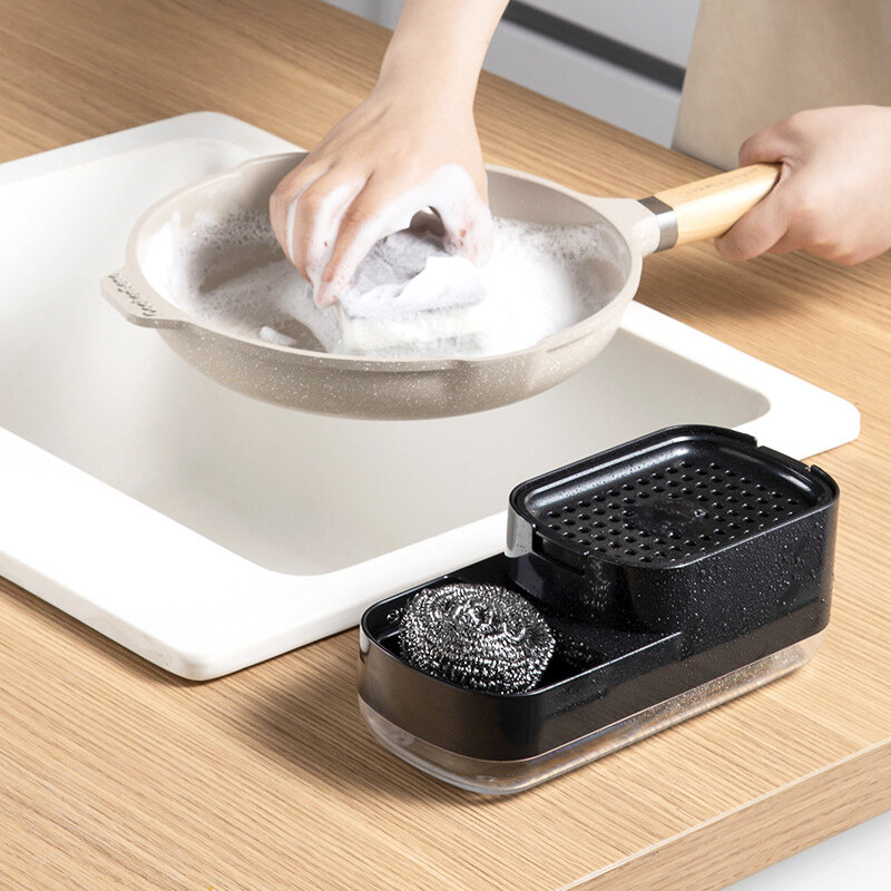 موزع صابون المطبخ الأوتوماتيكي ، منظف سائل ، مضخة صندوق ، نوع الضغط ، يمكن تخزين الغسل ، أداة مطبخ ، 2 في 1