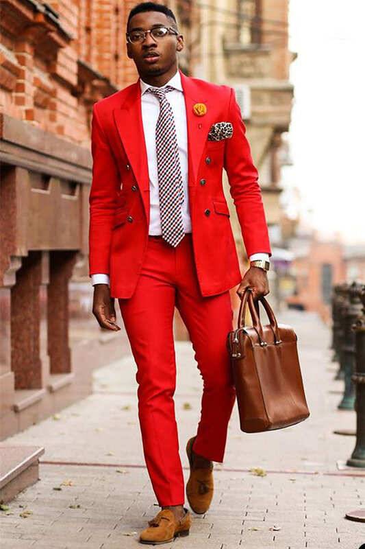 Nuovo abito da sposa da uomo rosso smoking con risvolto con visiera Slim Fit abbigliamento da sposo per la festa serale di ballo maschile 2 pezzi giacca e pantaloni personalizza