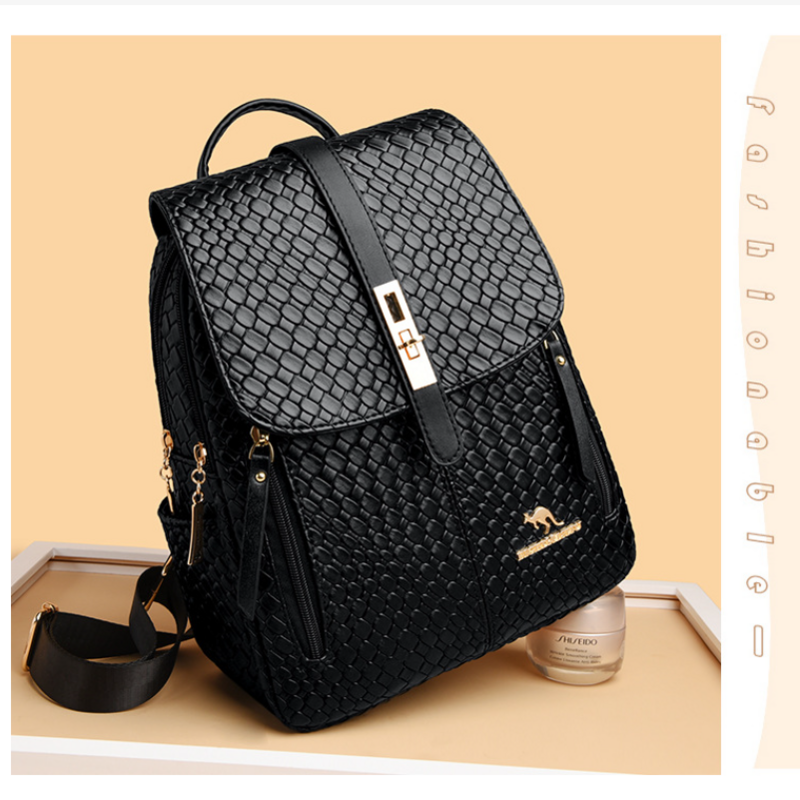 New casual soft leather backpack, large capacity fashionable and trendy backpack