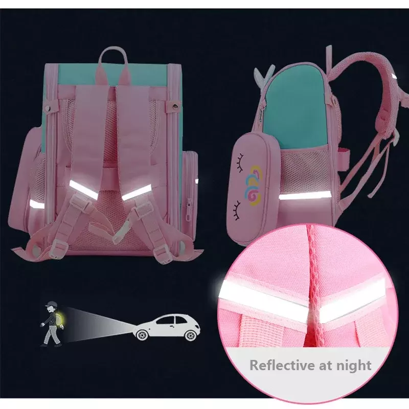 女の子のための漫画のユニコーンスクールバッグ,ホイール付きホイール付きホイールバッグ,学生のためのローリングバックパック