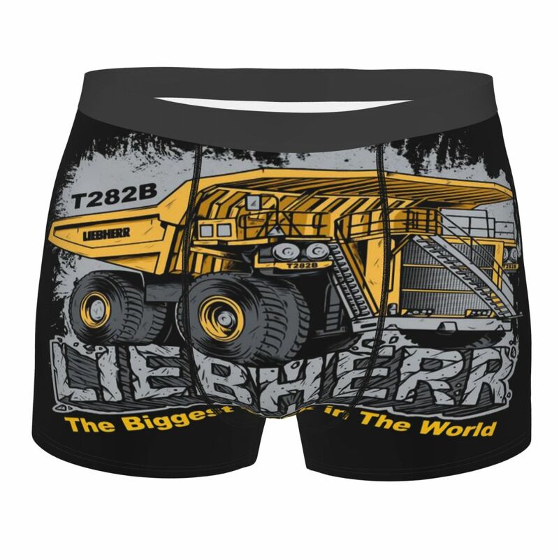 Equipamento pesado mineiro caminhão boxer para homens Cuecas altamente respiráveis cuecas boxer de qualidade superior, calções estampados, ideia do presente, qualidade superior