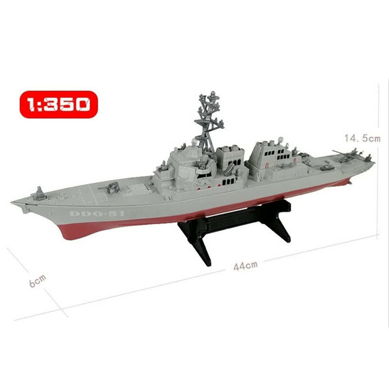 Modelo de buque de guerra terminado estático, Péndulo de plástico, destructor militar con soporte, buque de guerra