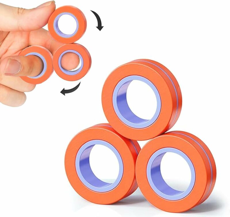 Anéis magnéticos Fidget Toy para adulto, Idéia ADHD Anxiety Set, Anéis Spinner para Alívio, Presentes para Adolescente