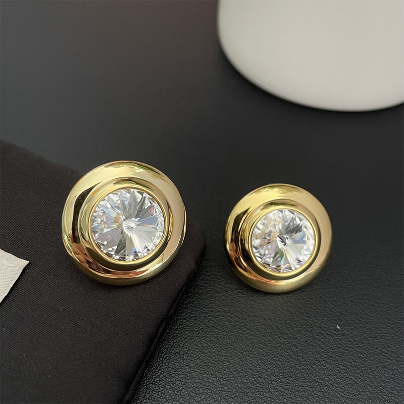 Báthory Elizabeth Fashion słynna marka złote okrągłe kryształowe kolczyki klips do ucha kobiet luksusowa biżuteria najwyższej jakości prezent urodzinowy