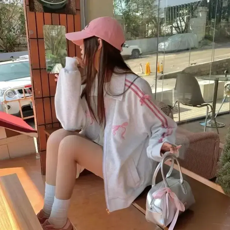 일본 여학생 지퍼 활, 개성 있는 자수, 귀여운 벨벳 패딩, 하라주쿠 바람 후드 스커트