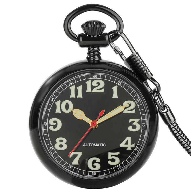 Часы мужские/женские Автоматические Механические карманные, светящиеся в стиле стимпанк с арабскими цифрами и подвеской на цепочке, подарок