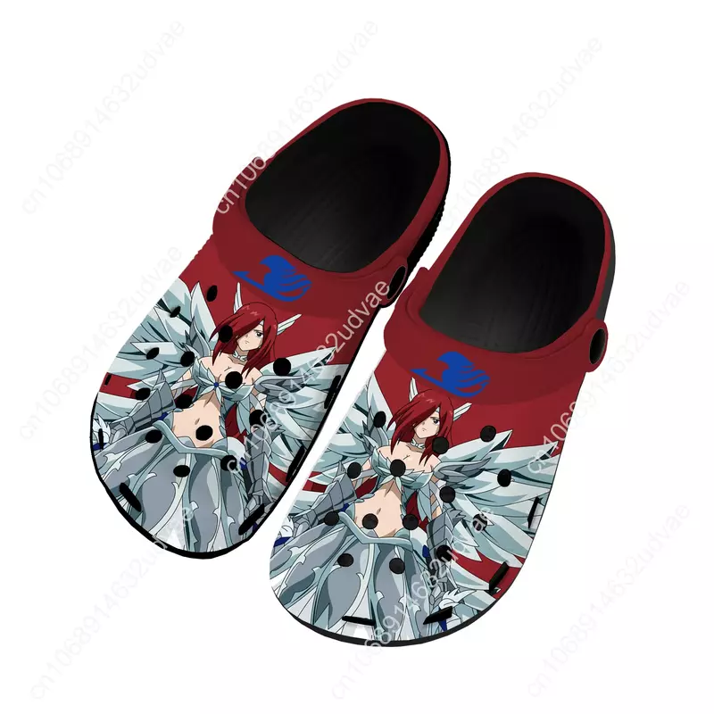 Anime F-Fairy T-Tail Erza Scarlet Home Clogs Custom Water Shoes Mens Womens Teenager Shoe Garden Clog Beach Hole Black Slippers