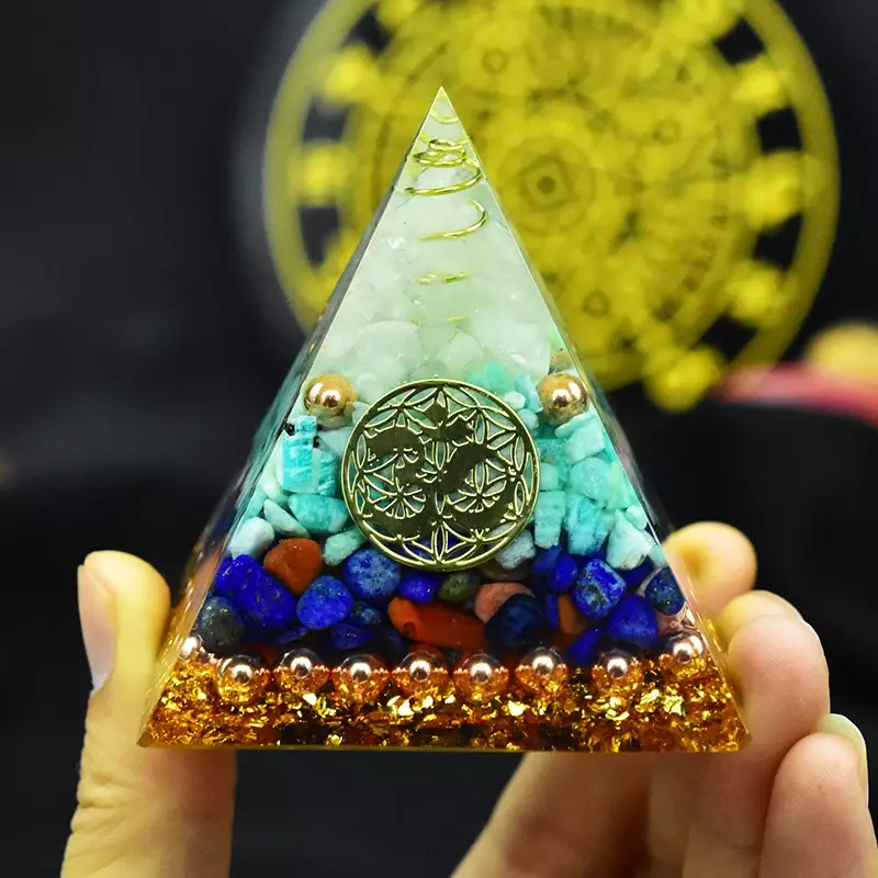 オルゴンライト-手作りのピラミッド,本物のエネルギー,ヨガの癒しのための装飾的な宝石,家の装飾