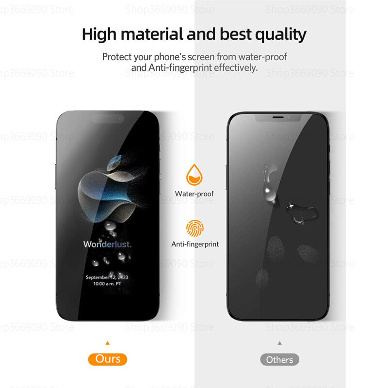 ฟิล์มกันรอยหน้าจอเพิ่มความเป็นส่วนตัวแบบเต็มจอ3ชิ้นสำหรับ iPhone 15 PRO MAX กระจกป้องกันการสอดแนม iPhone15บวก15Pro I Phone 15 PROMAX