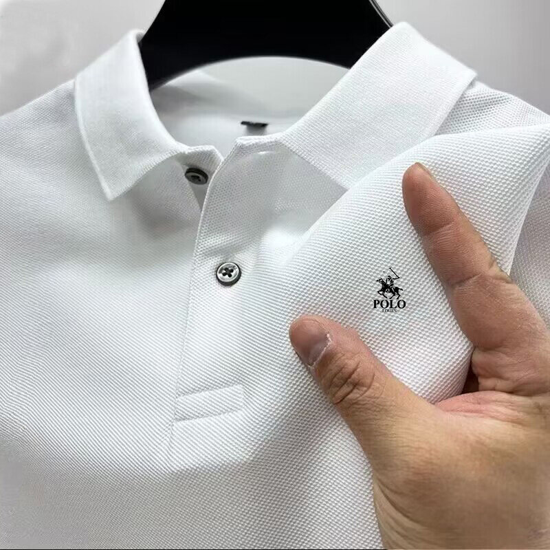 Рубашка-поло мужская с лацканами, модная повседневная устойчивая к морщинам футболка с короткими рукавами, лето 2024