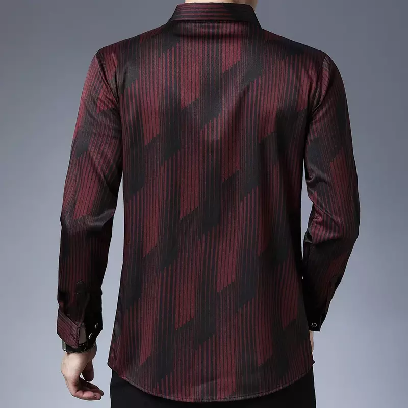 Мужская приталенная рубашка в полоску, повседневная классическая рубашка с длинными рукавами, модель 2022, 1302