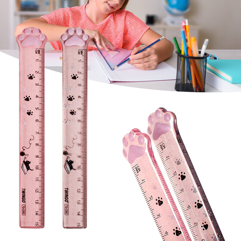 15cm Cute Cat Paw Plastic Ruler Student Bookmarks Stationery Student Stationery