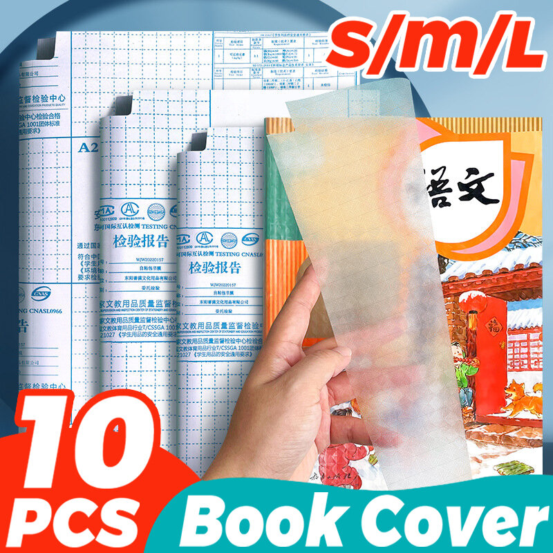 Capa do livro auto-adesivo transparente fosco, película protetora com o nome da etiqueta, Textbook Protector Case, material de escritório escolar, 10pcs