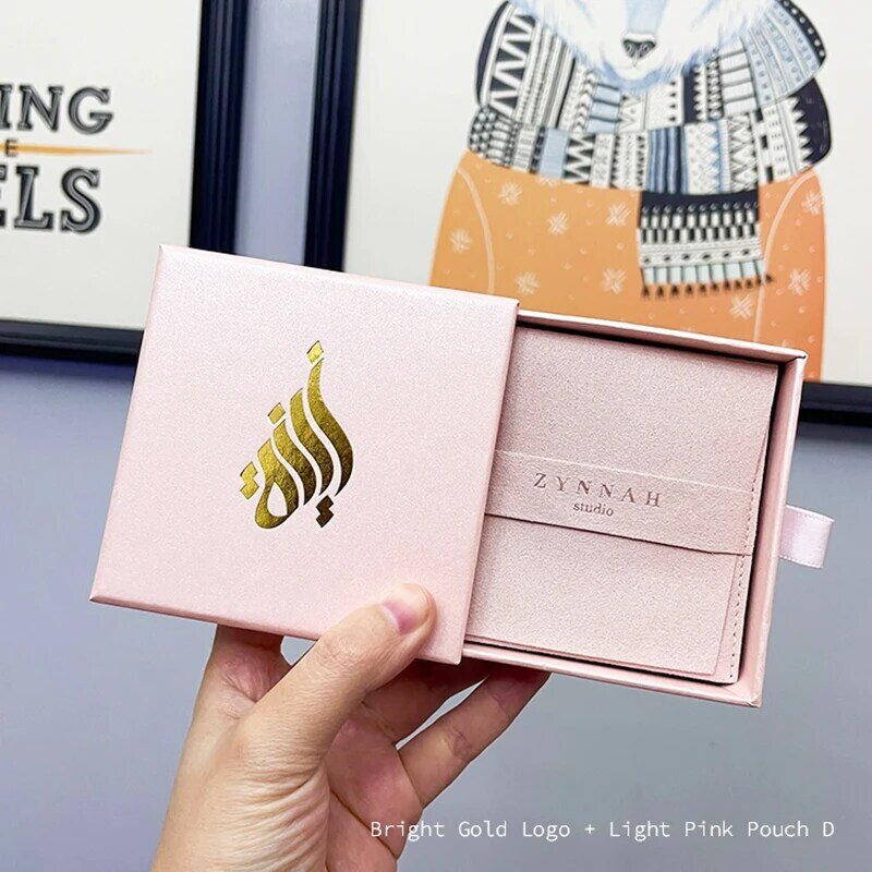 Caja de cartón con logotipo personalizado para joyería, embalaje para anillos, collares, cajones de papel, venta al por mayor