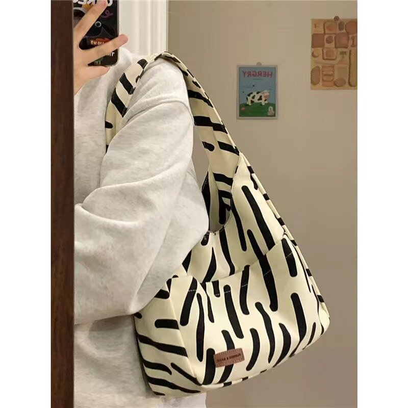 2023 винтажная Повседневная Женская холщовая Ретро сумка на плечо с рисунком зебры для подмышек