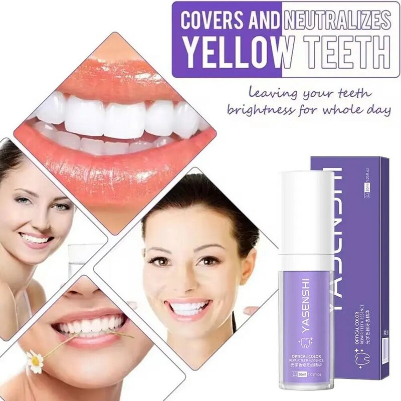 V34 30Ml Paarse Whitening Tandpasta Verwijderen Vlekken Verminderen Vergeling Zorg Voor Tanden Tandvlees Adem Helderende Tanden R7n8