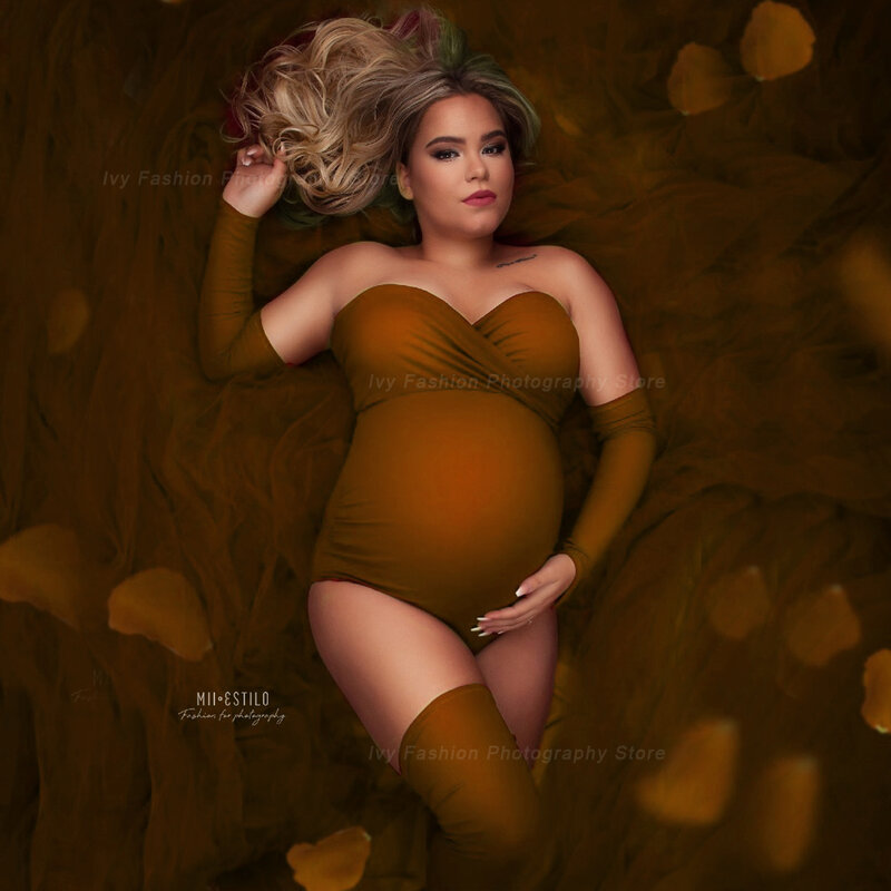 Fotografia ciążowa rekwizyty body bez ramiączek elastyczna tkanina duży rozmiar sesja zdjęciowa fotografia kombinezon dla kobiet w ciąży