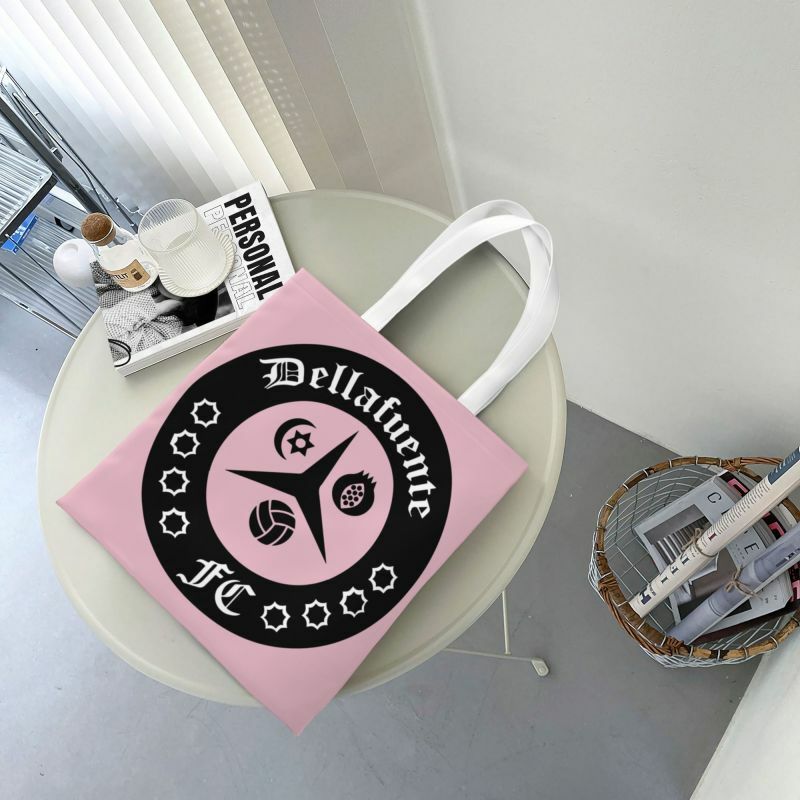 Dellafuente FC Logo Gotico Groceries Shopping Bag Printing Canvas Shopper Tote Shoulder Bags Large Capacity Washable Handbag