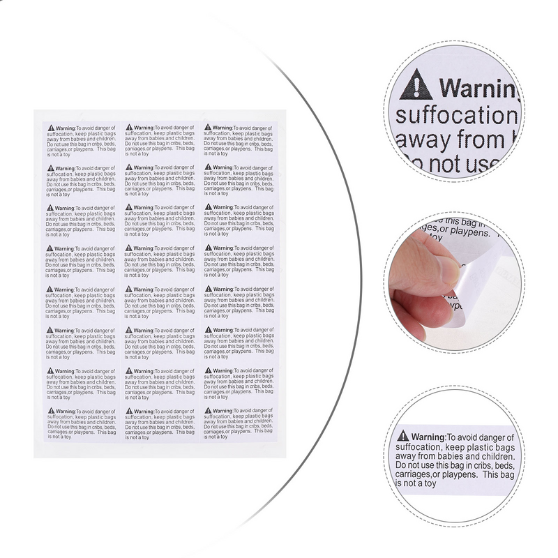 Waterproof Suffocation Warning Label Stickers for FBA Plastic Bags