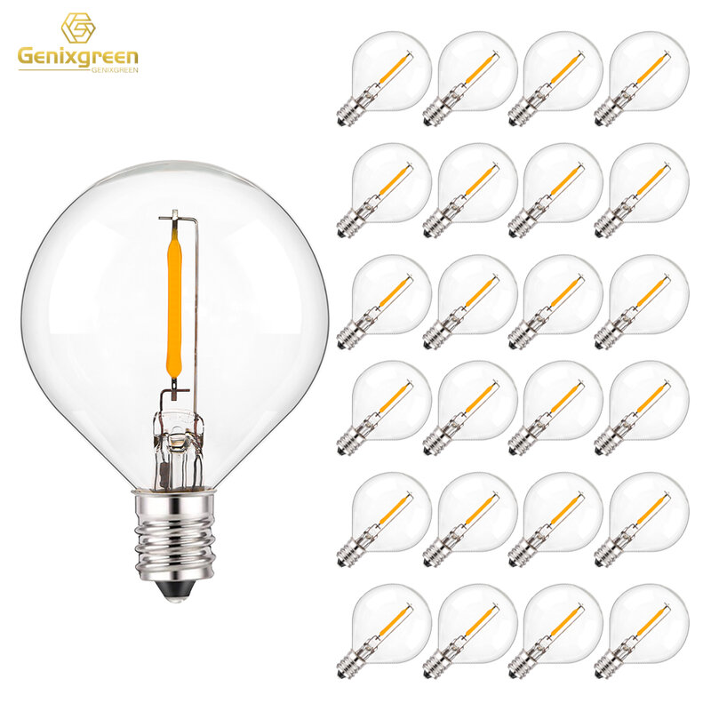 50 шт. G40 светодиодный String светильник Сменные лампы E12 220V Mini Globe светильник Bulb Warm White 2200K 10W эквивалентный внутренний и наружный Декор