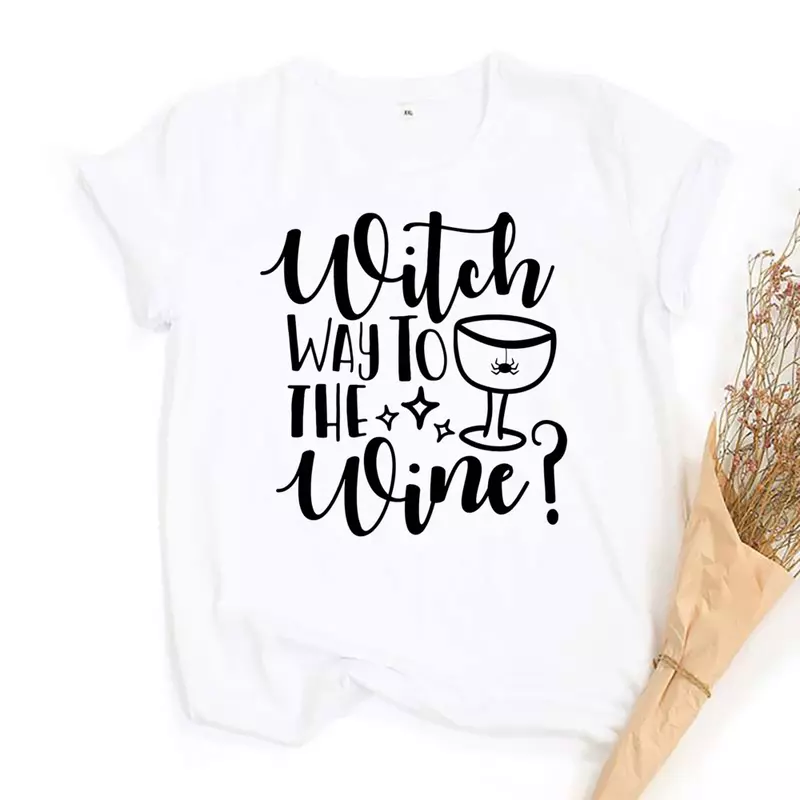 Camiseta de manga curta feminina com estampa de vidro de vinho, roupas casuais de verão, camiseta solta, camiseta da moda, Y2k