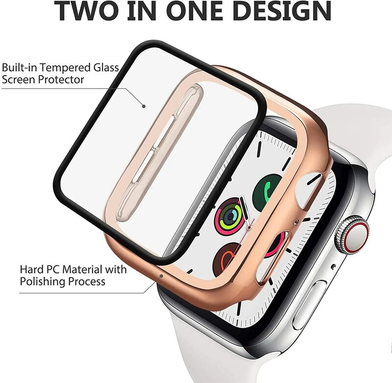 2 in 1 Glass PC Case For Apple Watch Ultra 49mm Cover Screen Protector Tempered Glass + Bumper Shell For Apple Watch Ultra 49mm