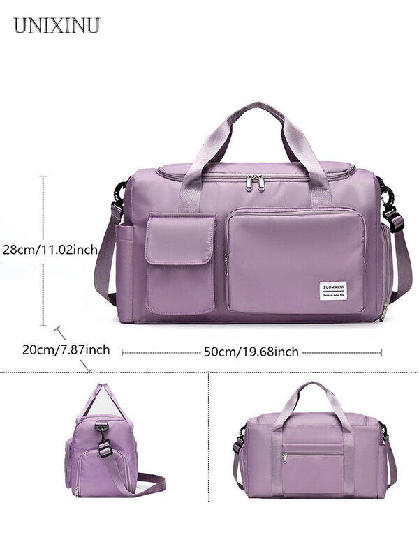 UNIXINU-bolsa de viaje de gran capacidad para mujer, bolsa de viaje con compartimiento para zapatos, deportiva, Fitness
