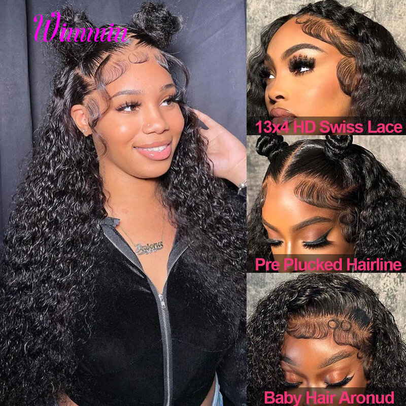 13x6 HD Lace Frontal Wig Water Wave HD Lace Front Wig 13x6 Human Hair 250 Density 13x4 Full Frontal Wigs Curly Human Hair Wigs