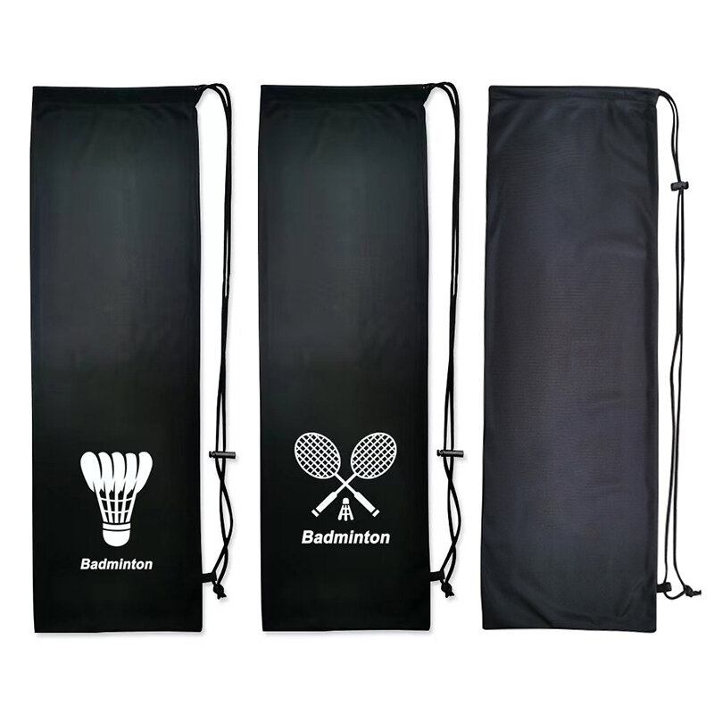 Funda para raqueta de bádminton, bolsa de almacenamiento suave, bolsillo con cordón, protección portátil para raqueta de tenis, 1 unidad