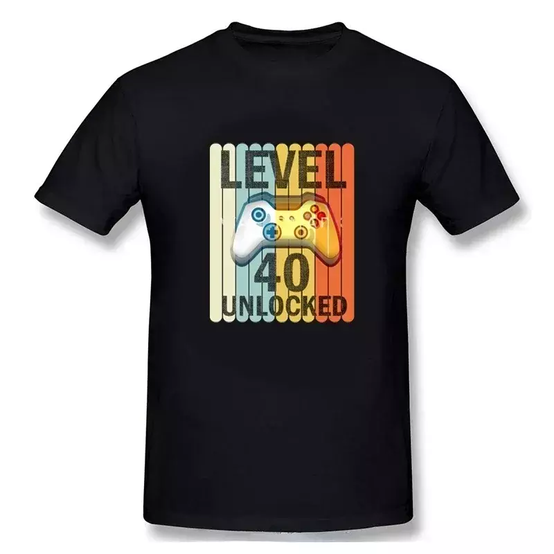 NO.2A1354  Men Funny LEVEL UNLOCKED 40 Year Old Gaming Tee Tops A Gift for A Wife and Husband Shirt