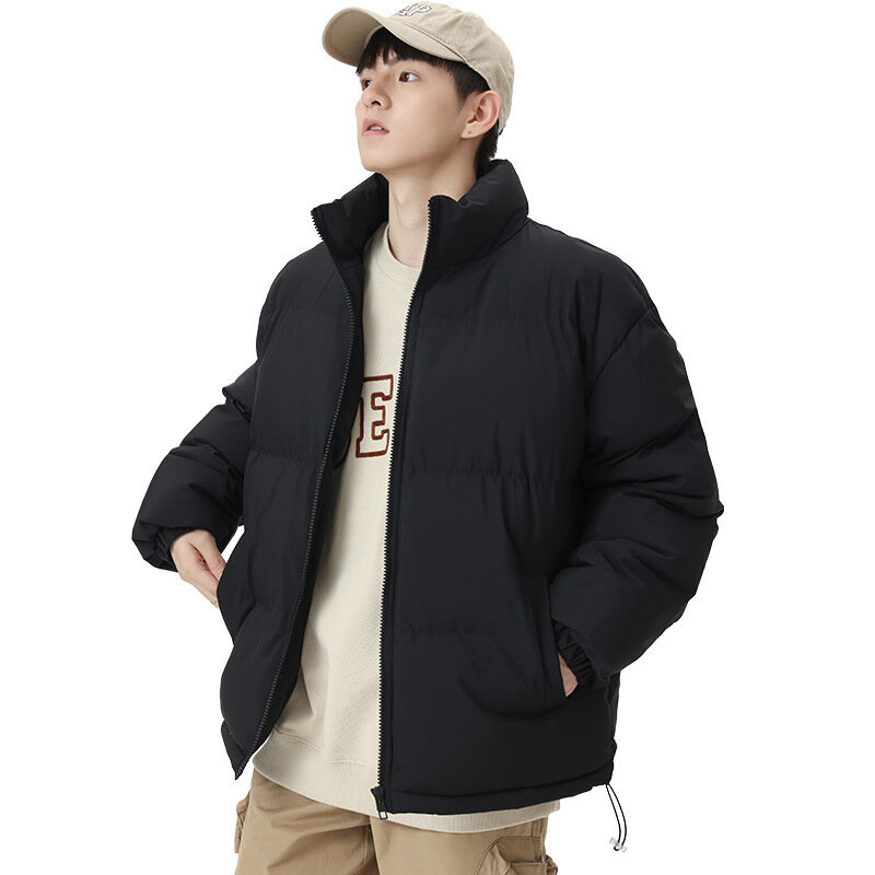 남성용 스탠드 칼라 두꺼운 따뜻한 패딩 재킷, 캐주얼 바람막이 보온 패딩 코트, 한국 패션 파카, 2024 겨울 신상